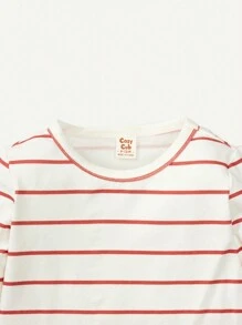 Cozy Pixies 男孩嬰兒2入組條紋印花補丁貼口袋T恤 - 紅白色 - 查看 6