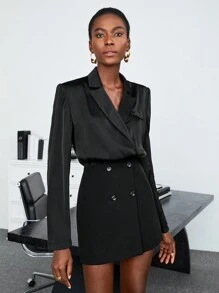 BizChic Hemdkleid mit Revers, doppelten Knopfleisten, Gürtel,