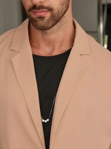 Manfinity Mode Men Solid Lapel Neck Blazer & Suit Pants - Pink - View 8