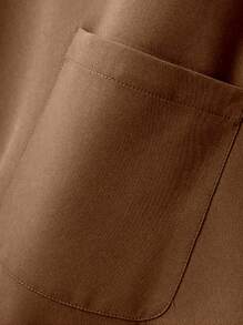 男士素色口袋貼布垂墜不對稱下擺披肩 - 卡其色 - 查看 5