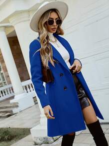 Pariaura Lapel Neck Double Breasted Overcoat Fall Winter Cloth For Women
