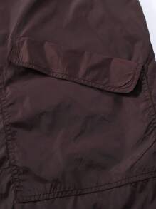 Manfinity Hypemode Loose Fit Men's Hooded Jacket With Zipper & Flap Pockets (Without T-Shirt) - Coffee Brown - View 7