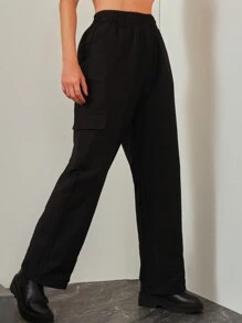 SHE(IN) BRASIL Pantalones cargo con bolsillo lateral con solapa - Negro - Ver 4