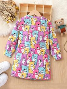SHEIN Young Girl Cartoon Graphic Sweatshirt Dress - Multicolor - View 2