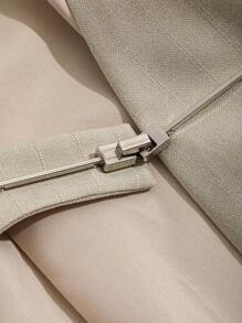 DAZY Solid Button Detail Cutout Crop Blazer Business Attire - Apricot - View 7