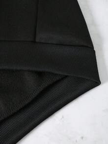 SHEIN EZwear Astronaut Print Drawstring Thermal Lined Hoodie - Black - View 4