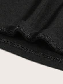 SHEIN BASICS Đầm màu trơn Thanh lịch - màu đen - Xem 4