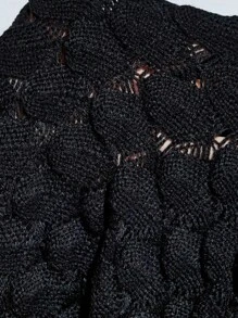 PUNK Plus Halloween Pointelle Knit Flare Sleeve Sweater - Black - View 8