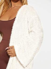 SHEIN SXY Drop Shoulder Open Front Coat In Fall/Winter - Beige - View 7