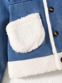 男嬰羊絨領口毛絨內襯牛仔夾克不附帶包 - 中等水洗藍 - 查看 5