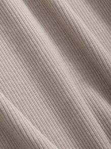 DAZY 休閒抽繩 褶邊純色女士兩件套 - 卡其色 - 查看 7