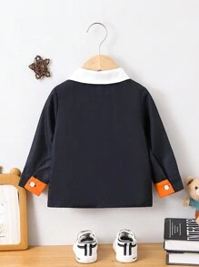 男嬰卡通和字母圖案POLO衫 - 彩色 - 查看 2