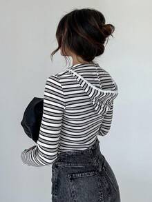 SHEIN Essnce In sọc Áo nỉ có mũ - Nhiều màu - Xem 3