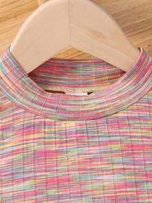 Tween Girl Space Dye Mock Neck Dress - Multicolor - View 6