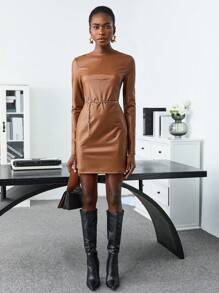 BizChic Solid Fitted Dress Without Belt