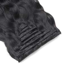 8 piezas de extensiones de cabello humano virgen negro natural de onda suelta con clips, extensiones de cabello con clips, extensiones de cabello de trama de onda corporal, extensiones de cabello con clips - Natural Black - Ver 5