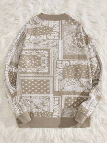 Manfinity NXTstreet Men Paisley Scarf Pattern V Neck Sweater - Multicolor - View 2