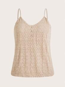 SHEIN Frenchy Plus Button Front Lace Cami Top