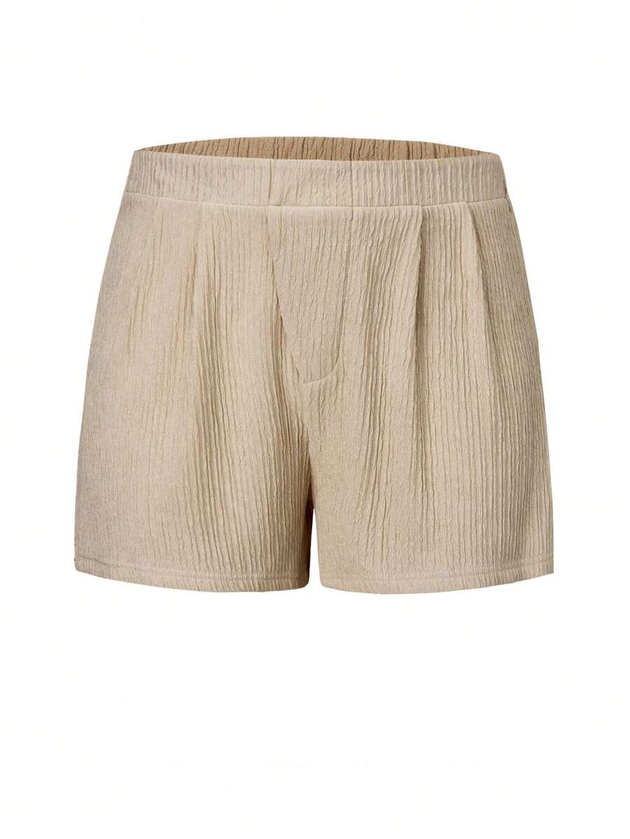 Celure Plus Solid Straight Leg Shorts - Apricot - View 1