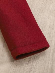 SHEIN Baby Girl Bow Front Button Up Coat - Burgundy - View 4
