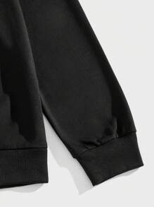 ROMWE MEN Goth Nam Hình ảnh Skull & chữ cái Dây rút Hoodie - màu đen - Xem 4