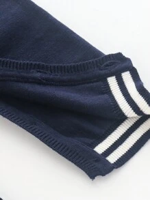 Bebé niño Mono con patrón de rayas cuello marinero tejido