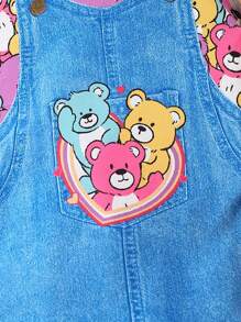 SHEIN Young Girl Cartoon Graphic Sweatshirt Dress - Multicolor - View 6