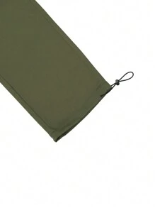 Manfinity EMRG Men Flap Pocket Drawstring Waist Cargo Pants - Army Green - View 6