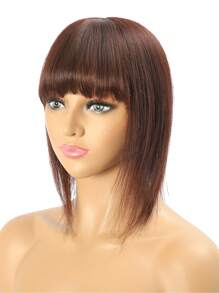 Đế Tơ Trinh Nữ Tóc Topper Màu Nâu Đậm Trên Bộ Tóc Giả Không Nổ 13X13 CM Thẳng Topper Với Nổ màu Nâu - S2 - Xem 4