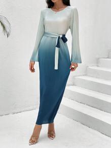 Chiquease Ombre Belted A-line Dress