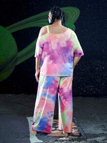 Rick and Morty X SHEIN Plus Tie Dye Figure Graphic PJ Set - Multicolor - View 2