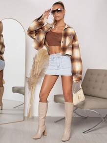 SHUZIA Faux Leather Square Toe Block Heel Boots Holiday Vacay Vibe For And Summer Shoes Spring Shoes Spring Break Easter For Christmas - Khaki - View 3