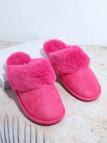SHUZIA Minimalist Fluffy Bedroom Slippers - Red Violet - View 6
