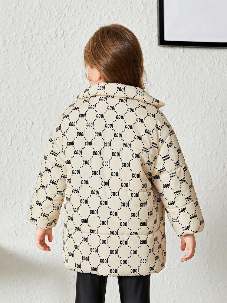 Young Girl Allover Print Padded Coat