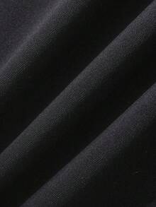 Men Letter Graphic Drop Shoulder Sweatshirt - Black - View 6