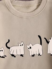 INAWLY Plus Cartoon Graphic Thermal Lined Sweatshirt Graduation,Back To School Outfits,Graduation,Teacher Outfits For Women,Back To School Pullover Fall Outfit Winter Autumn