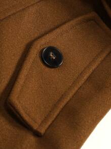 Manfinity Homme 男士1入組雙排釦腰帶花呢外套 - 棕色 - 查看 8