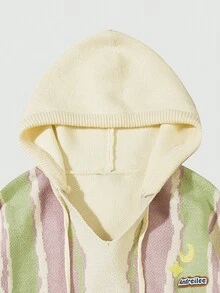 Áo hoodie nam Andreilee kẻ sọc, kiểu dáng vai rớt, có dây rút. - Màu be - Xem 5