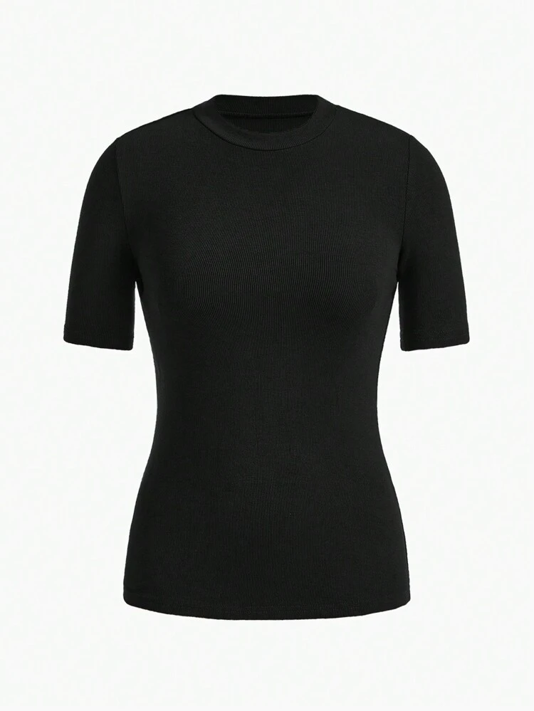 Mock-Neck Rib-Knit Top/Summer