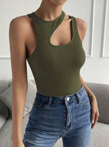 Allurite Cut Out Ribbed Knit Top