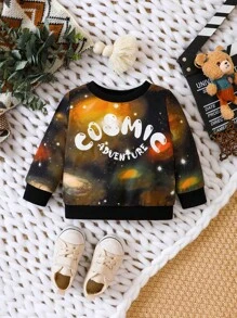 Baby Boy Galaxy & Letter Graphic Sweatshirt