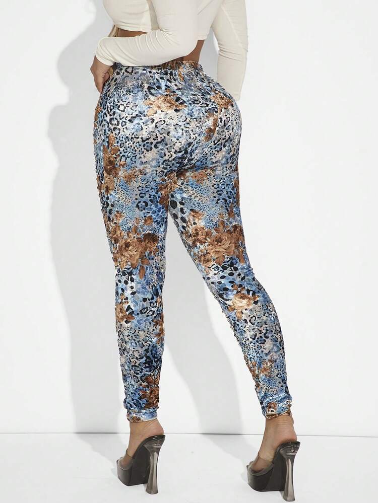 Leopard Print Laddering Cut Out Leggings