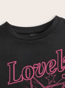 Tseoso 休閒印花圓領短袖修身女款T恤 - 黑色 - 查看 4