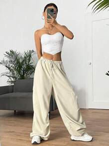 SHEIN EZwear Solid Crop Tube Top - White - View 5