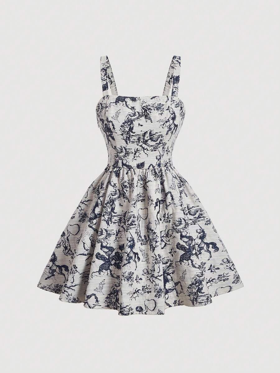 SHEIN MOD Đồ họa Hình Váy Dây - Nhiều màu - Xem 1