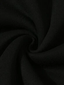 SHEIN Essnce 塔楼字母图案保暖内衬卫衣，适合毕业季、返校季、教师节等场合，女士款，秋季返校套头卫衣 - 黑色 - 查看 7