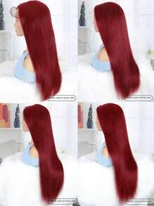 13*4 Transparent Lace Front 22-28inch Burgundy Straight Human Hair Wigs With Baby Hair Pre Plucked For Women - SBUG - View 6