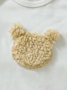 女嬰熊貼布絨毛夾克背心和連身褲和帽睡衣套裝 - 彩色 - 查看 4