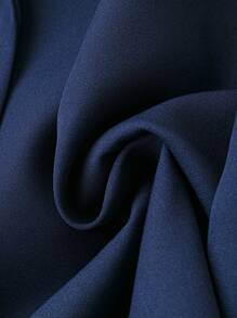 SHEIN Clasi 大碼戧駁領單釦西裝外套 - 藏蓝色 - 查看 3