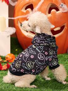 Maryam Alam Halloween Có màu sắc Con ma & Hình con dơi In Áo Hoodie thú cưng Áo len - Nhiều màu - Xem 2